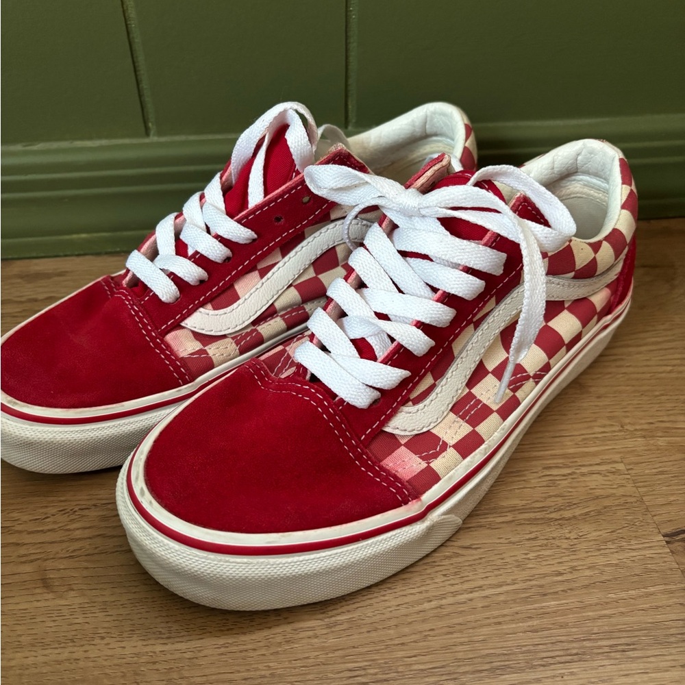 Vans  Red and White Checkered Sneakers